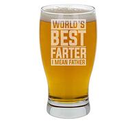 Block Style World's Best Farter I Mean Father Engraved Beer Glass Gift for Dad - Novelty Pint Glass for Birthday, New Daddy