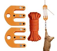 Block & Tackle Wheels - Nylon Hoist Heavy Duty Pulley System with Straps | Leash | Hunting, Field Clothing, Camping, Hiking, Garage, Attic, Warehouse, Hardware, Utility Equipment