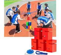 Block Tower Game for Adults - Instant Setup Team Building Activity for Work, Schools, and Field Day, ABS Plastic Engaging Game (8 Pieces)