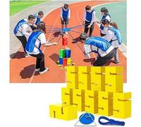 Block Tower Game for Adults - Instant Setup Team Building Activity for Work, Schools, and Field Day, ABS Plastic Engaging Game (8 Pieces)