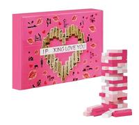 Block Tower Game For Couples Wooden Romantic Board Toy Pink Tower Game For Date Night Valentines Wedding Bedroom Relationship Intimacy Home Party Drinking