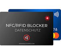 BLOCKARD NFC Auslese Blocker Card LED Indicator - 100% Protection Against Unauthorised Reading of Your Credit Card, ID Card, Bank Card, Credit Card, RFID Blocker, black, 1, rfid wallet