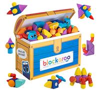 Blockaroo Magnetic building blocks, educational game for children, educational water toy set for creative constructions, ideal for the bath, treasure box with 100 building blocks