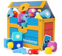 Blockaroo Magnetic Foam Building Blocks - 50-Piece Trunk Set, Bath Toys for Toddlers, Preschool Toys, Bathtub Toys, Sensory Toys, Blocks for Toddlers 3-5, Engineering Toys for Kids 3-5, Bath Blocks