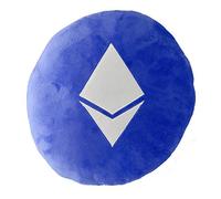 BlockCraft Crypto ETH Pillow Compatible with Ethereum Design - Embroidered Round Stuffed Plush Crypto Pillow ETH
