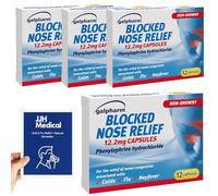 Blocked Nose & Sinus Relief - 48 Capsules (4 Pack) | JJH Medical Cold & Flu Remedy Bundle + Relief Guide