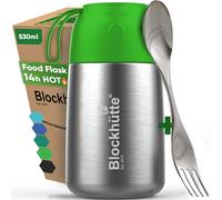 Blockhütte Hot Lunch Box for Kids 530ml Stainless Steel | Soup Flask incl Spoon & Fork | Vacuum Insulated Thermal Lunch Box 14h Hot Meals, BPA Free Hot Food Container - Light Green
