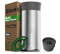 Blockhütte Personalised Travel Mug with Name 354ml Stainless Steel | Custom Stainless Steel Coffee Cup Dishwasher Safe | Birthday Gifts for Men | Personal Name Engraving