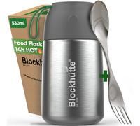 Blockhütte Stainless Steel Thermal Lunch Box for Adults and Kids I 530ml I Thermal Food Flask with Spork I Vacuum Insulated Soup Flask for 14h Hot Meals I BPA Free Hot Soup, Porridge, Meal Prep