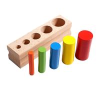 Blocking Cylinder Toy - 15 Cm Beechwood Colorful Learning Toy | Educational Cylinder Building Blocks | Supports Fine Motor Skills And Early Development For Kids Preschool Activities