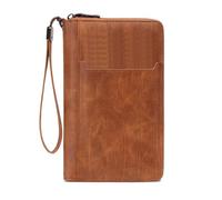 Blocking Travel Document Holder with Zippered Pockets for Cards, Tickets, Cash Unisex Rfids Passports Holder for Travel, Brown, Mass Beauty