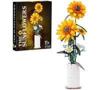 BlockPro Upgrade Sunflower Building Set for Adults Teens, Botanical Collection Flower Bouquet with Vase, Gift for Birthday Mother's Day Anniversary, Pretty Home Decor for Flower Lovers (821pcs)