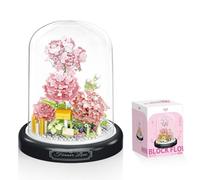 Blocks in Bloom, 624PCS Flower Bouquet Building Set, Mini Botanical Collection with Dust Cover, Pink Carnation Craft Kit, Flower Bouquet Blocks Décor Gift for Women, Mom, Girlfriend