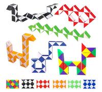 Blocks Magic Snake Cube, Mini Snake Puzzles Magic Ruler, 3D Twist Puzzle Toys Intelligence, Fidget Toys, Great Gift for Boys and Girls, for Toddlers Kids & Adults