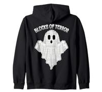 Blocks Of Terror Ghost Brick Or Treat Kids Halloween Zip Hoodie