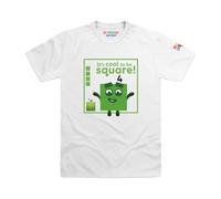 Blocks Universe Officially Licensed Numberblocks Four - It's Cool to be Square! Kids T-Shirt (White, XS)