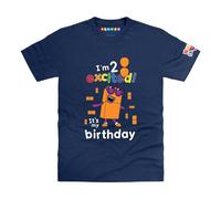 Blocks Universe Officially Licensed Numberblocks I'm 2 Excited Toddler T-Shirt in Navy | Size: 3-4 Years Blocks Universe Navy 3-4 Years