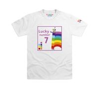 Blocks Universe Officially Licensed Numberblocks Seven - Lucky Number Seven Kids T-Shirt (White, XS)