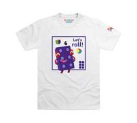 Blocks Universe Officially Licensed Numberblocks Six - Let's Roll Kids T-Shirt in White | Size: 13 Years Blocks Universe White 13 Years