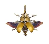 BlocteckToy 3D Metal Jigsaw Puzzle - Steampunk Golden Horn King Beetle Model Kit with LED Lighting, Stainless Steel DIY Assembly, STEM Building Collectible Display Art for Teens & Adults