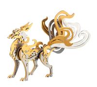BlocteckToy 3D Metal Mechanical Nine-Tailed Fox Model Kit (Gold) - Stainless Steel Puzzle Assembly, Mythical Creature Collectible Art, Desktop Decoration for Adults & Teens