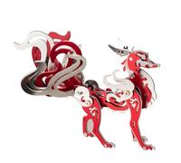 BlocteckToy 3D Metal Mechanical Nine-Tailed Fox Model Kit (Red) - Stainless Steel Puzzle Assembly, Mythical Creature Collectible Art, Desktop Decoration for Adults & Teens