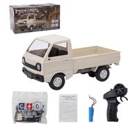 BlocteckToy RC Drift Car, WPL D12mini 1/16 Scale 2.4GHz RC Mini-Truck with DIY Double Battery, Rear-Drift & LED Lights - White RTR Off-Road Vehicle, Ultimate Gift for Boys and Girls Teens