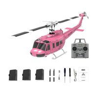 BlocteckToy RC Helicopter - C032 UH-1 1/48 Scale 2.4G 6CH Flybarless with Optical Flow & Altitude Hold, 13Min Flight, 3D Stunt RTF, Collectible Model for Adults, Military Aviation Gift (Pink)