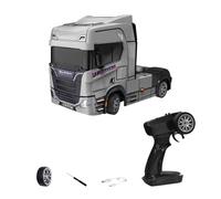 BlocteckToy RC Truck, 1:43 Scale Mini RC Drift Semi-Truck with Gyroscope & Dual Tire Set - 2.4G Proportional Control, 15KM/H Speed for Collectors & Enthusiasts (Silver)