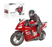 BlocteckToy Remote Control Motorbike, 1/6 Scale RC Self-Balancing Motorcycle, 2.4G Dual-Motor Stunt Bike with Six-Axis Gyroscope - Omnidirectional Wheelie Drift (Red)