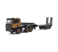 BlocteckToy Remote Control Truck with Trailer, 1/18 Scale 2.4GHz 9CH Detachable RC Flatbed Trailer with Sound & Light Control - Realistic RTR Construction Model, Gifts for Engineering Hobbyists