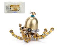 BlocteckToy Steampunk 3D Metal Puzzle Marine Organism, DIY Assembly Mechanical Octopus Metal Jigsaw Puzzle Home Decor Birthday Christmas Advent Calendar Gifts (100+ PCS)