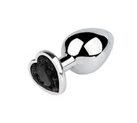blodfune Anal Plug Anti-slip Waterproof Heart-shaped Base Butt Beads Sex Toy for Bedroom Black L