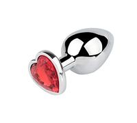 blodfune Anal Plug Anti-slip Waterproof Heart-shaped Base Butt Beads Sex Toy for Bedroom Dark Red S