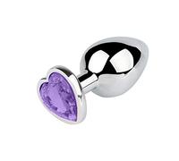 blodfune Anal Plug Anti-slip Waterproof Heart-shaped Base Butt Beads Sex Toy for Bedroom Light Purple L