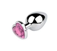 blodfune Anal Plug Anti-slip Waterproof Heart-shaped Base Butt Beads Sex Toy for Bedroom Pink Red M