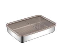 blodfune Bacon Cheese Container for Refrigerator, 304 Stainless Steel deli meat Storage for Fridge, lunch meat Kitchen Food Storage Organizers with Lids & Elevated Base M(19 * 14 * 4cm)