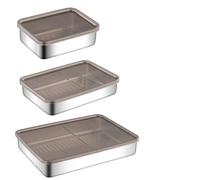 blodfune Bacon Cheese Container for Refrigerator, 304 Stainless Steel deli meat Storage for Fridge, lunch meat Kitchen Food Storage Organizers with Lids & Elevated Base 1 set(S+M+XL)