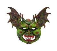 blodfune Halloween Masque Creepy Bat Devil Full Face Mask, Horror Evil Cosplay Party Prop Realistic Green Demon Accessory for Costume Themed Events 40x31cm Lightweight PU Foam Green