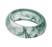 blodfune Natural Moss Agate Ring for Women & Men, Handcrafted Gemstone Band, Skin-Safe Polished Comfort Fit, Nature Jewelry for Men Women Unisex, Boho Daily Wear Green 17mm