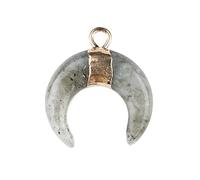 blodfune Natural Stone Crescent Pendant, Gold Plated Edge Moon Horn Charm, DIY Jewelry Making Imitation Crystal Jade, for Necklace Earrings Bracelet Craft Gift Random Style