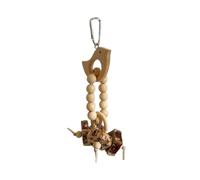blodfune Natural Wooden Parrot Chew Toy with Dried Carambola Beads, Safe Bird Play Enrichment for Cockatiels Budgies A