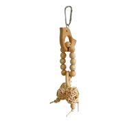blodfune Natural Wooden Parrot Chew Toy with Dried Carambola Beads, Safe Bird Play Enrichment for Cockatiels Budgies B