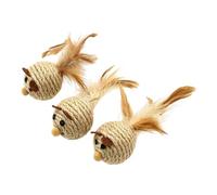 blodfune Sisal Mouses Cat Toys, Natural Rope Kitten Chew Toy for Teeth Cleaning, Feather Tail Interactive Hunting Mouses, Durable Pet Scratching Play Set, 5 Pack Indoor Cats A 3pcs