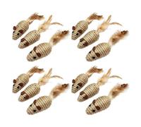 blodfune Sisal Mouses Cat Toys, Natural Rope Kitten Chew Toy for Teeth Cleaning, Feather Tail Interactive Hunting Mouses, Durable Pet Scratching Play Set, 5 Pack Indoor Cats B 12pcs