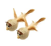 blodfune Sisal Mouses Cat Toys, Natural Rope Kitten Chew Toy for Teeth Cleaning, Feather Tail Interactive Hunting Mouses, Durable Pet Scratching Play Set, 5 Pack Indoor Cats A 2pcs