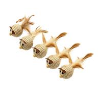 blodfune Sisal Mouses Cat Toys, Natural Rope Kitten Chew Toy for Teeth Cleaning, Feather Tail Interactive Hunting Mouses, Durable Pet Scratching Play Set, 5 Pack Indoor Cats A 5pcs