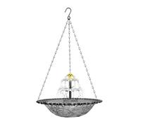 blodfune Solar Fountain Bird Bath, Cascade Hanging Birdbath with Metal Hook Chains, Solar Powered Water Fountain for Garden Patio Yard, Hummingbird Shower Bowl Grey