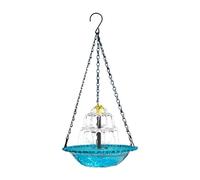 blodfune Solar Fountain Bird Bath, Cascade Hanging Birdbath with Metal Hook Chains, Solar Powered Water Fountain for Garden Patio Yard, Hummingbird Shower Bowl Blue