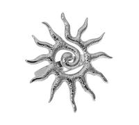 blodfune Sun Pattern Open Adjustable Ring, Stainless Steel Gold Plated, Retro Vintage Sun God Motif, for Middle Index Finger Daily Party Gift Silver